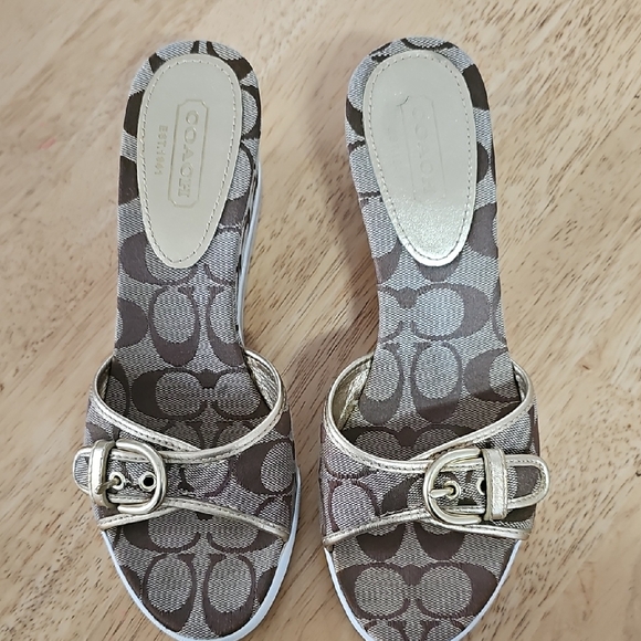 Coach Women's Brown Wedge Sandals - Picture 2 of 14